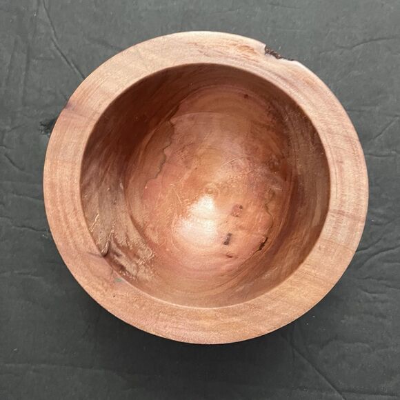 Hand Carved Teak Wood Mini Decorative Round Small Bowl 5” x 2 1/2” Decor - Picture 3 of 7